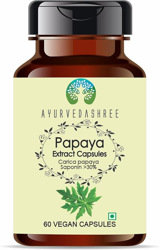 Papaya Extract 500mg - 60 Vegetarian Capsules | Carica Papaya | All Natural | 100% Vegan | Gluten-Free | GMP Certified.