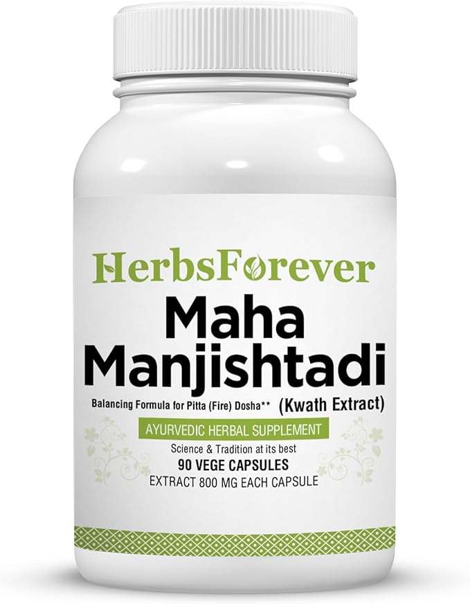 Manjishtadi Kwath Capsules | Ayurvedic Herbal Supplement for Skin Health & Detox | 90 Veg Capsules, 800 mg Each | Traditional Wellness Formula