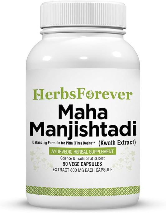 Manjishtadi Kwath Capsules | Ayurvedic Herbal Supplement for Skin Health & Detox | 90 Veg Capsules, 800 mg Each | Traditional Wellness Formula