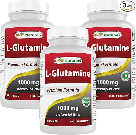 Best Naturals L-Glutamine 1000 mg 180 Tablets (180 Count (Pack of 3))
