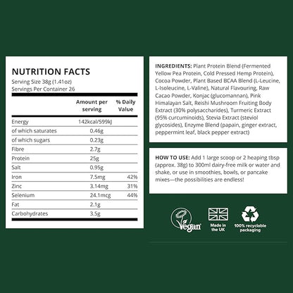 Vivo life Perform Plant Protein Powder - Pea & Hemp Protein Blend with BCAA (9.38 oz, Vanilla)