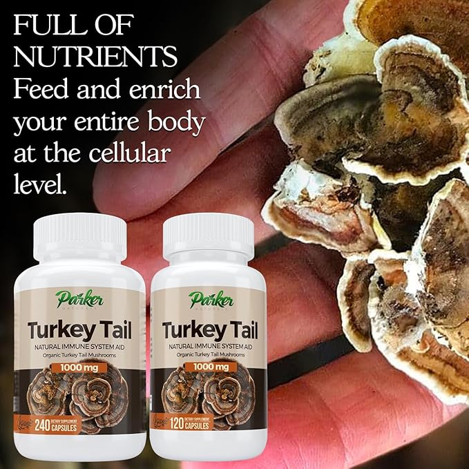 Turkey Tail Mushroom Capsules - Organic Mushroom Supplement for Immune System Health Support - 1000 mg Premium Mushroom Supplements - 120 Capsules
