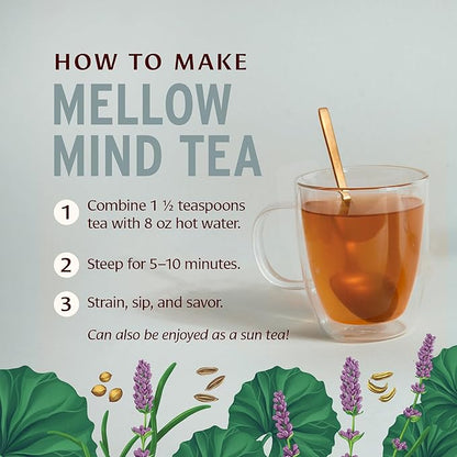 Banyan Botanicals Mellow Mind CCF Tea – Organic Lavender Chamomile Tea with Gotu Kola – Caffeine-Free Relaxation Tea for Stress Relief* – 1.5 oz. – Non-GMO Sustainably Sourced Herbal Loose Leaf Tea