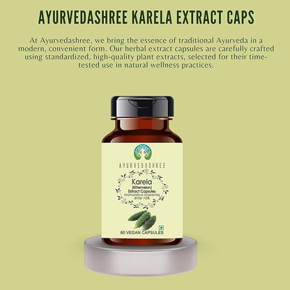 Karela Extract 500mg - 60 Vegetarian Capsules|Momordica Charantia| All Natural | 100% Vegan | Gluten-Free | GMP Certified