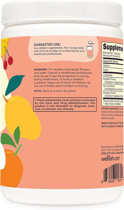 Wellah L-Glutamine Powder Tropical Punch (50 Servings) - 5g L-Glutamine Per Serving, Sweetened with Stevia