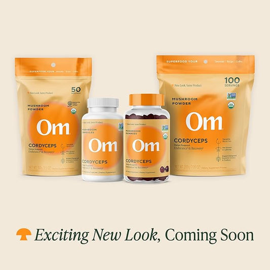 OM MUSHROOM SUPERFOOD Cordyceps Mushroom Capsules Superfood Supplement, 90 Count, 30 Days, Organic Energy Supplement for Stamina and Endurance