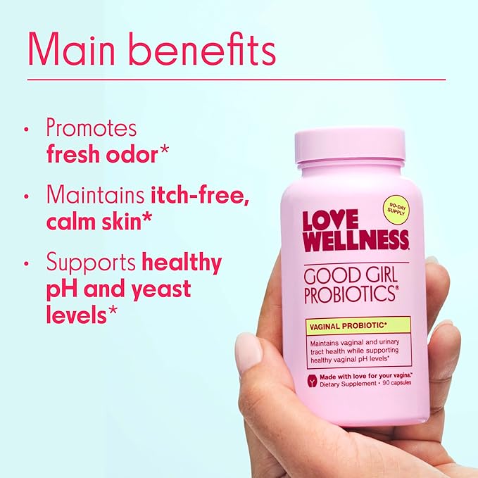 Love Wellness Good Girl Probiotics | Women's Vaginal Health Supplement | Vaginal Probiotics for Women pH Balance & Urinary Tract Health | Support Vaginal Odor & Flora | 90 Day Supply