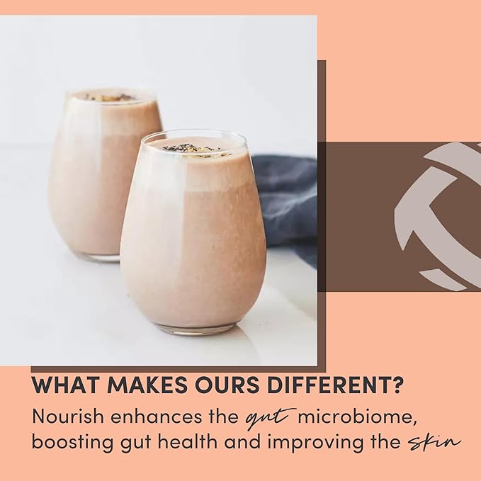 Tranont Nourish GOS Prebiotic Meal Replacement Shake | Brownie Batter Flavor | 14.3 oz | Supports Gut Health & Skin Care | Packed with Vitamins & Minerals | Vegan | Protein Powder | Vitamin C and B
