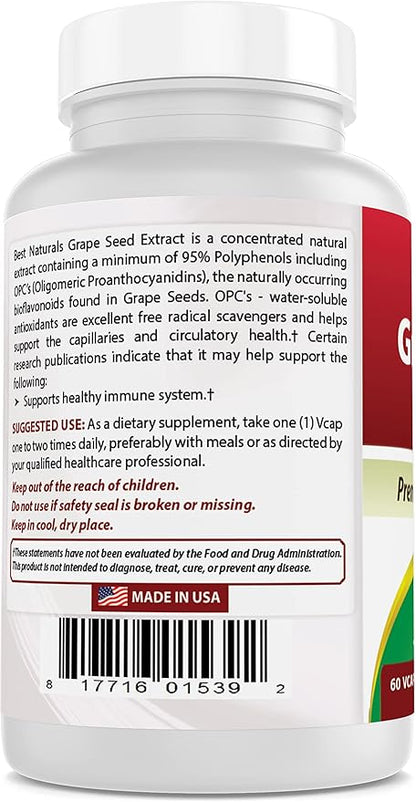 Best Naturals Grape Seed Extract 400 mg 60 Vcaps (60 Count (Pack of 2))