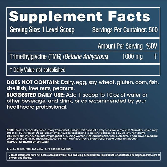 ProHealth Longevity TMG Pro 500 Grams Bulk Powder (Trimethylglycine - Betaine Anhydrous) - Methylation Support