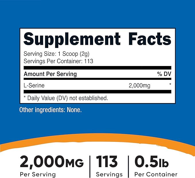 Nutricost L-Serine Powder, 113 Servings (.5LB) - 2,000 MG Per Serving - Non-GMO, Gluten Free
