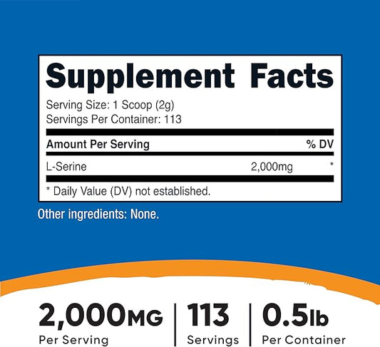 Nutricost L-Serine Powder, 113 Servings (.5LB) - 2,000 MG Per Serving - Non-GMO, Gluten Free
