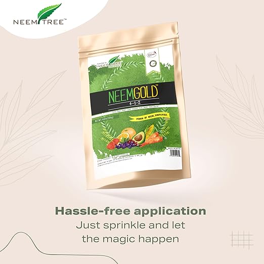 NeemTree Neem Gold (4-1-2) 4 Pounds Organic - Neem Seed Meal Fertilizer- Seed Meal for Indoor and Outdoor Plants, Lawn & Garden Growth - Vegan Neem Seed Meal Fertilizer | OMRI Approved