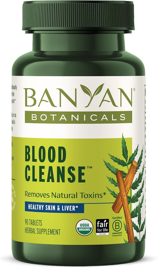 Banyan Botanicals Blood Cleanse Tablets – Organic Clear Skin Supplement with Manjistha & Neem – Blood Cleanser Herbs for Natural Detox & Healthy Skin* – 90 Tablets – Non GMO Sustainably Sourced Vegan