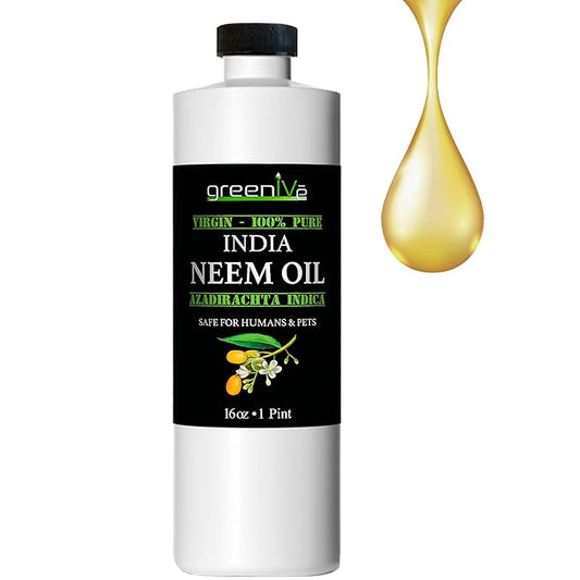 GreenIVe - Neem Oil - 100% Organically Grown Neem Oil - Cold Pressed Virgin Neem Oil - Exclusively on Amazon (16 Ounce)