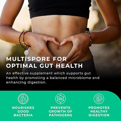 MultiSpore® Plus (Bacillus Coagulans & Bacillus Subtilis) Spore Based Probiotic | 120 Capsules - 4 Month Supply | Bloating Relief/Gut Health | Includes Digestive Enzymes & Prebiotic Inulin | UK Made