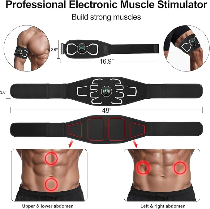 Electronic Muscle Stimulator - Portable Powered Ab Stimulator Muscle Toner for Muscle Conditioning,EMS Ab Machine,Fitness Strength Training Workout Equipment for Men and Women