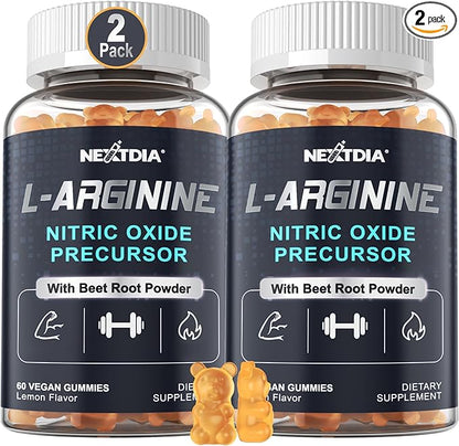 Sugar Free L Arginine Nitric Oxide Gummies 1300mg for Men & Women with L Citrulline, Beet Root, B3 | L Arginine L Citrulline Supplements | Vegan, 120 Counts