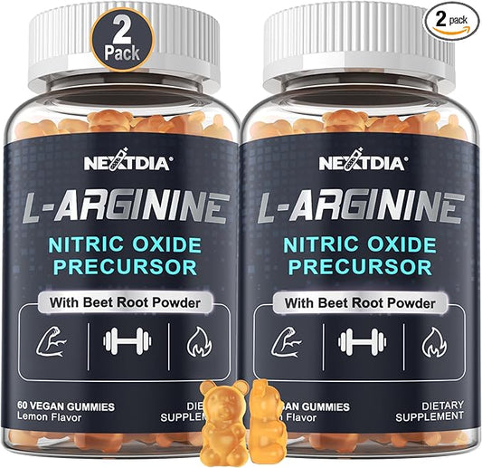 Sugar Free L Arginine Nitric Oxide Gummies 1300mg for Men & Women with L Citrulline, Beet Root, B3 | L Arginine L Citrulline Supplements | Vegan, 120 Counts
