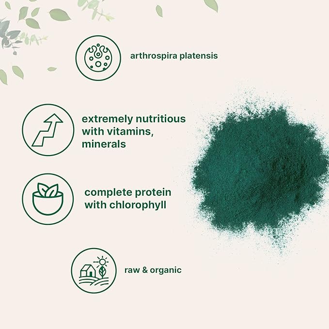 Micro Ingredients Organic Spirulina Powder, 1lb | Blue-Green Algae, Rich in Vegan Protein, Vitamins & Minerals | Source of Natural Chlorophyll & Enzymes | Non-GMO, Gluten-Free, No Additives