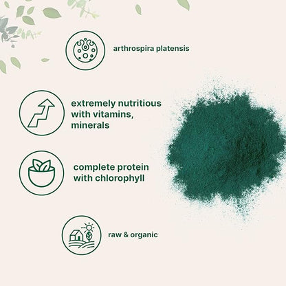 Micro Ingredients Organic Spirulina Powder, 1lb | Blue-Green Algae, Rich in Vegan Protein, Vitamins & Minerals | Source of Natural Chlorophyll & Enzymes | Non-GMO, Gluten-Free, No Additives