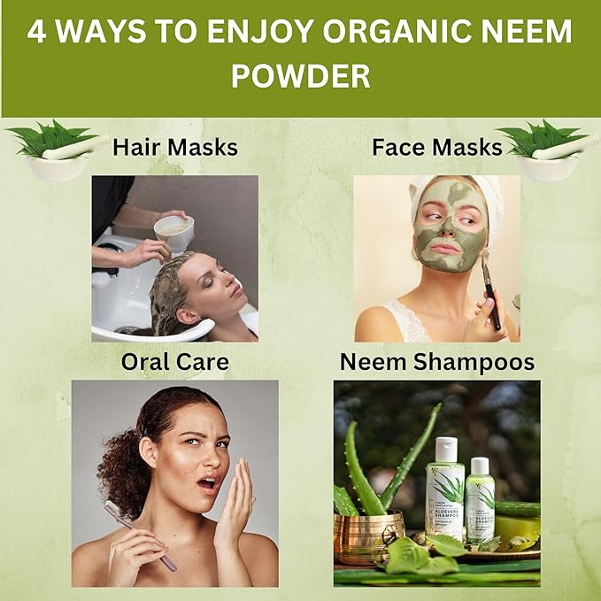 Neem Powder – 16 oz. - Certified USDA Organic -Non-GMO - Fresh Dried Neem Leaves Powder for Healthy Hair and Skin - Azadirachta Indica Ayurvedic Herb for Overall Wellbeing