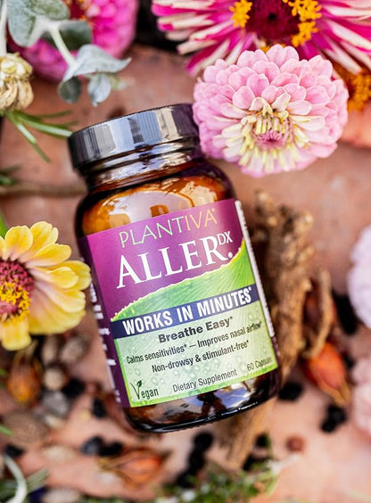 AllerDx Natural Herbal Seasonal Support Supplement - Non-Drowsy, Stimulant Free, Fast-Acting Respiratory Support - 60 Capsules