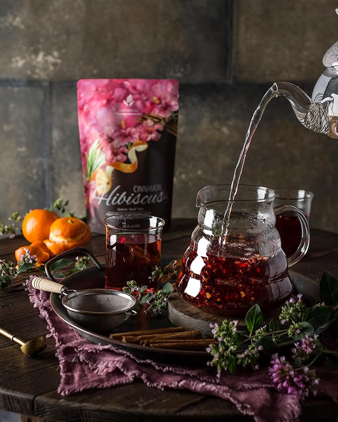 Gardenika Organic Cinnamon Hibiscus Loose Leaf Tea | Natural & Antioxidant Rich | Caffeine-Free | 55+ Cups | USDA Organic & Kosher | 4 oz
