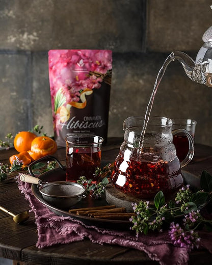 Gardenika Organic Cinnamon Hibiscus Loose Leaf Tea | Natural & Antioxidant Rich | Caffeine-Free | 55+ Cups | USDA Organic & Kosher | 4 oz