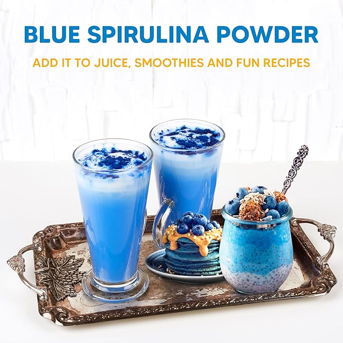 Blue Spirulina Powder Made from Blue-Green Algae Extract - Superfood Plant, Rich Source of Protein, for Immune Support, Energy, Natural Food Coloring for Baking - 5 Ounce Bag