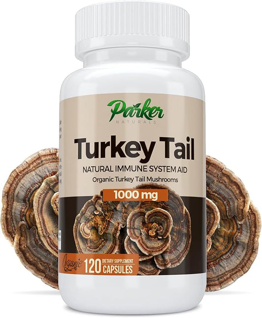 Turkey Tail Mushroom Capsules - Organic Mushroom Supplement for Immune System Health Support - 1000 mg Premium Mushroom Supplements - 120 Capsules