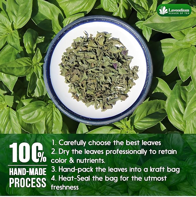 Lavendium, Premium 8oz Dried Basil – 100% Pure, Non-GMO, Gluten-Free, Vegan – Aromatic Culinary Herb for Cooking, Garnish, and Seasoning – No Additives or Preservatives – Resealable Bag