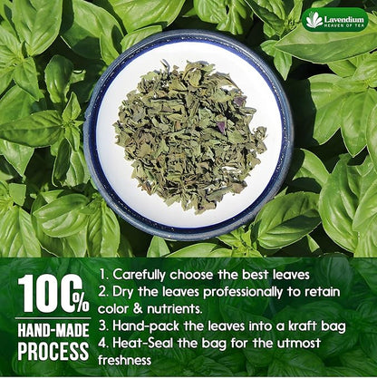 Lavendium, Premium 8oz Dried Basil – 100% Pure, Non-GMO, Gluten-Free, Vegan – Aromatic Culinary Herb for Cooking, Garnish, and Seasoning – No Additives or Preservatives – Resealable Bag