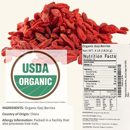 Organic Dried Goji Berries 64 Oz Jar 1 Pack | Bulk Supply of Goji Berry Fruit Superfood | Naturally Rich in Antioxidants to Support Healthy Skin | Raw, Natural, Vegan, Non-GMO,