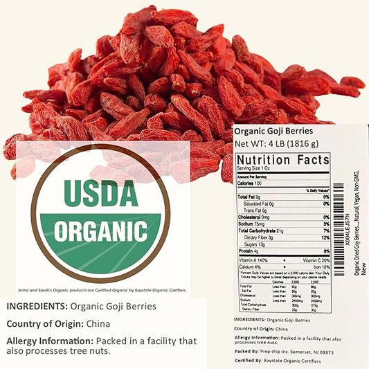 Organic Dried Goji Berries 64 Oz Jar 1 Pack | Bulk Supply of Goji Berry Fruit Superfood | Naturally Rich in Antioxidants to Support Healthy Skin | Raw, Natural, Vegan, Non-GMO,