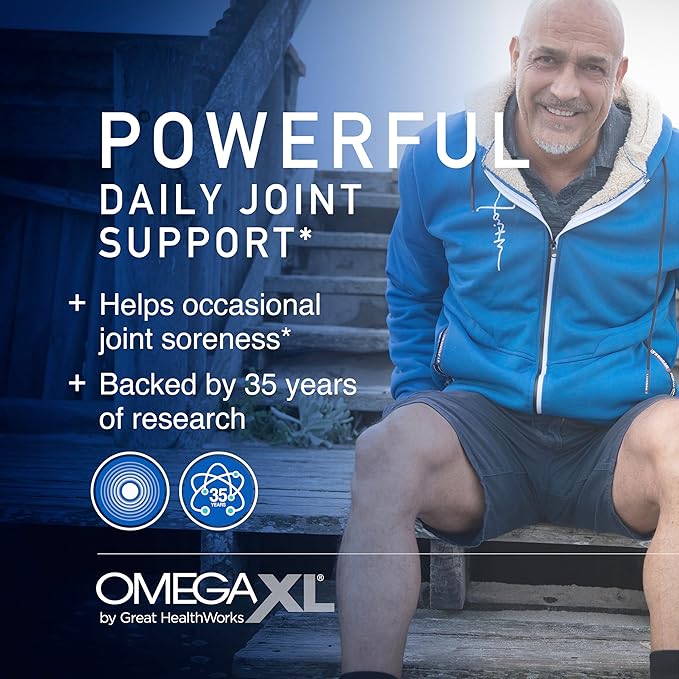 OmegaXL Joint Support Supplement - Natural Muscle Support, Green Lipped Mussel Oil, Soft Gel Pills, Drug-Free, 60 Count + HeartXL 30 Count, High Potency Omega-7 Blend