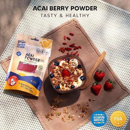 Acai Berry Powder, Freeze Dried Acai Powder - Organic Acai Powder for Smoothie Bowls, High in Nutrient-Dense Antioxidants, Made from Brazilian Acai Trees - Vegan, Gluten Free