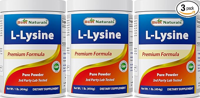 Best Naturals Lysine Powder, 1 Pound - 100% Pure (1 LB (Pack of 3))