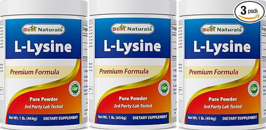 Best Naturals Lysine Powder, 1 Pound - 100% Pure (1 LB (Pack of 3))