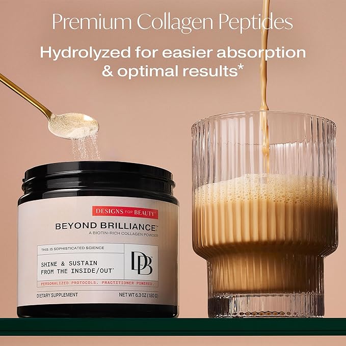 Beyond Brilliance Collagen Powder (Unflavored, 30 Servings) - With Collagen Peptides, Biotin and Silica for Healthier Skin, Hair and Nails
