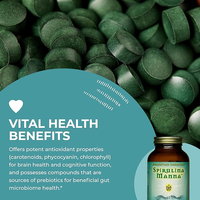 HealthForce SuperFoods Spirulina Manna - Capsules - 150 Vegan Capsules