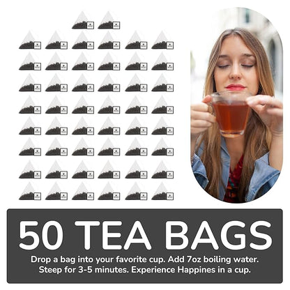 BREWIX, Earl Grey Black Tea (50 Pyramid Tea Bags) Black Tea with Bergamot | Gluten Free, Energizing & Caffeinated | Sugar-Free, High Caffeine | Gourmet Tea