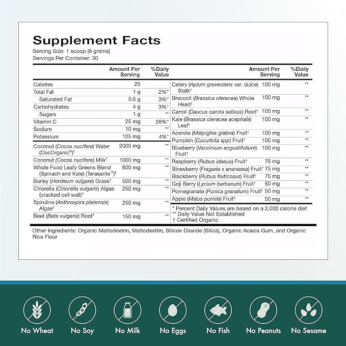 Natura Health Products N-liven Supplement - Organic Superfood Greens Powder Drink - Including Spirulina & Chlorophyll - Premier Blend of Barley Grass, Kale, Spinach, Goji Berry, Raspberry (180 Grams)