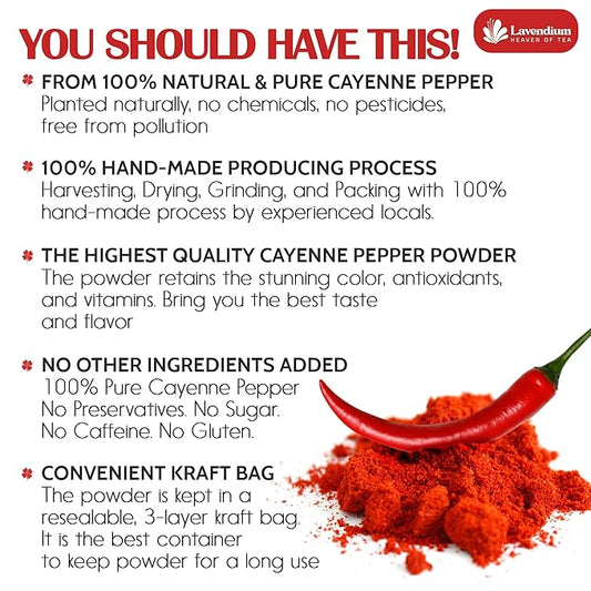 Lavendium, Premium 1.56 lbs Cayenne Pepper Powder– Pure Ground Red Pepper, Bold and Spicy Flavor