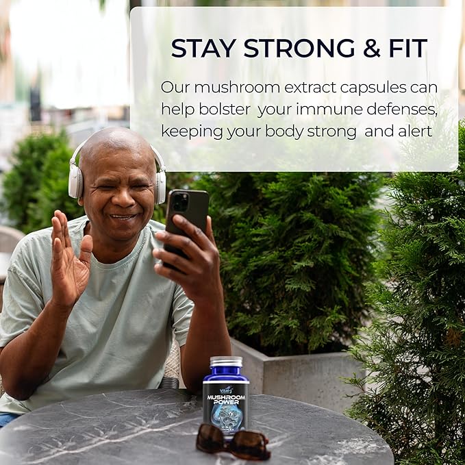 Mushroom Power Complex 10-in-1 W/Cordyceps, Reishi, Shiitake & Lions Mane, Nootropic Dietary Supplement for Gut Microbiome, Focus, Energy & Vitality - 120 Capsules Pack of 2