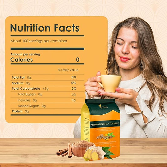 Attaya Ashwagandha Tea Bags - Ashwangandha + Turmeric Delight Tea - 35 Tea Bags -100% Herbal blend of Ashwagandha, Turmeric, Cinnamon, and Green Tea, 2.47 oz (70g)