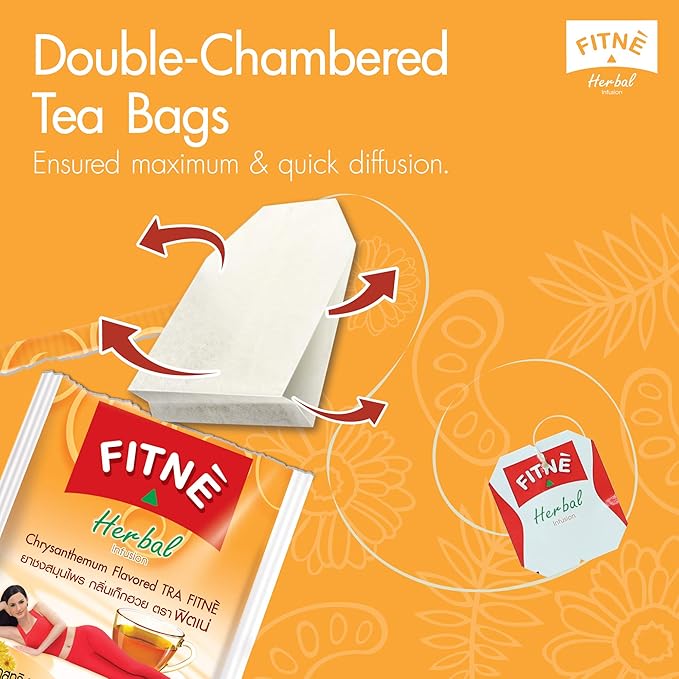 FITNE Chrysanthemum Herbal Tea Senna Infusion Smooth Mild Soothing Beverage Natural Gentle Detox Cleanse No Calories Caffeine Free, 15 Tea Bags