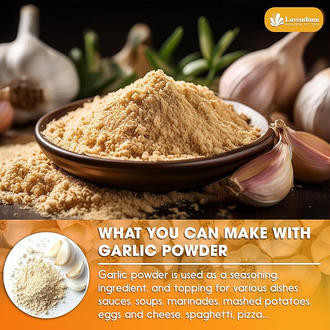 Lavendium, Premium 25oz Garlic Powder, 100% Natural and Pure from Garlic, Rich Flavor, Perfect for Cooking & Seasoning, No Additives, No Gluten, No Sugar, Vegan
