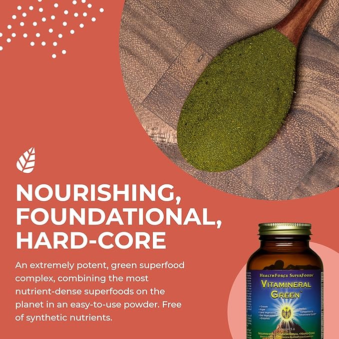 HEALTHFORCE SUPERFOODS Vitamineral Green - Mineral Supplement for Immune & Thyroid Support - Green Powder Supplement with Ingredients from The Land - Gluten-Free & Vegan - 120 Capsules