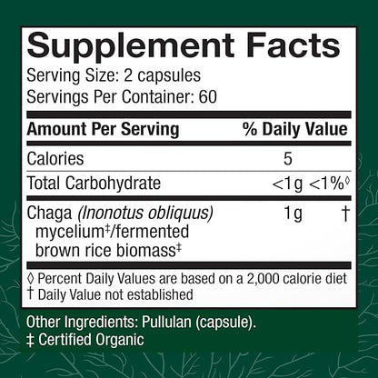 Host Defense Chaga Capsules - Immune System Support Supplement - Chaga Mushroom Capsules for Antioxidant Activity Support - Dietary Mushroom Supplement - 120 Capsules (60 Servings)*